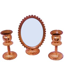 ست 3 تکه آینه و شمعدان مسی مدل هفت سین کد ASHA1